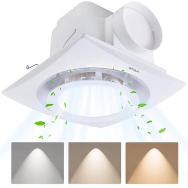 Imagem de Exaustor de banheiro com luz, 3000K/4500K/6000K selecionável, 110 CFM 1.0 Sones Ventilador de ventilação de banheiro, exaustores de 20 cm para montagem no teto com circulação de ar eficiente
