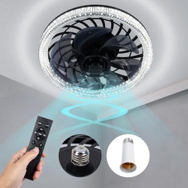 Imagem de Soquete de luz para ventilador de teto, ventilador de soquete de lâmpada com controle remoto, ventiladores de teto com base E26 regulável com luzes para quarto, ventilador de parafuso e combinação de