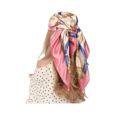 Imagem de Lenço De Seda Feminino 90x90cm, Quatro Estações, Hijab, Bandana, Envol
