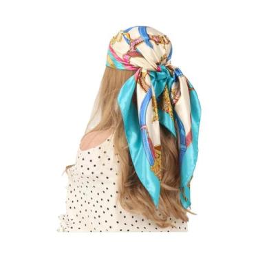 Imagem de Lenço De Seda Feminino 90x90cm, Quatro Estações, Hijab, Bandana, Envol