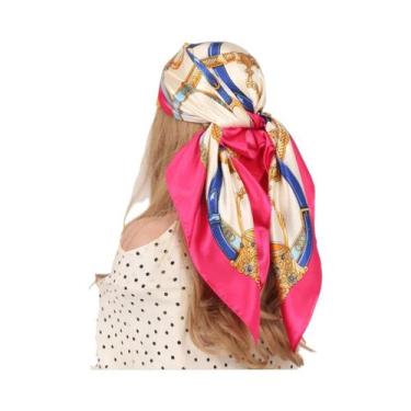 Imagem de Lenço De Seda Feminino 90x90cm, Quatro Estações, Hijab, Bandana, Envol