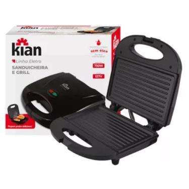 Imagem de Sanduicheira Grill 2 em 1 Preta Elétrica 750w 220V Kian, 220V