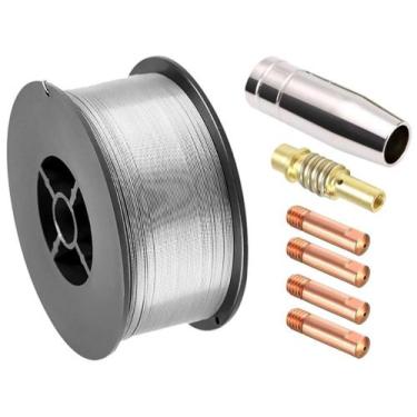 Imagem de Kit Mig - 1 Arame Solda Mig S/ Gás 0,8mm + 2 Bicos 0,8mm + 2 Bicos 0,6