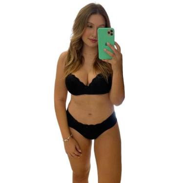 Imagem de Conjunto Básico de Lingerie Soutien Renda com Barbatanas - Sou Gata e 