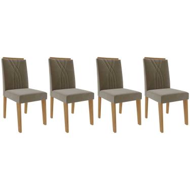 Imagem de Kit 4 Cadeiras Sala Jantar Nicole 4 Un Nature/Suede Joli Chocolate - Cimol