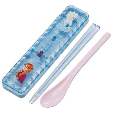 Imagem de Skater CCS3SAD-A Conjunto de pauzinhos e colher Disney Frozen x Nakagawa Shoko para meninas, corte de diamante, 7,1 polegadas (18 cm), feito no Japão
