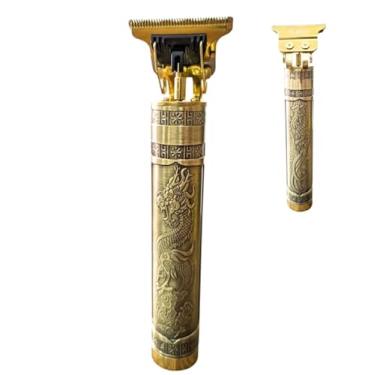 Imagem de Máquina de Cortar Cabelo Profissional 3 em 1, Sem Fio, Recarregável USB, Design Dragão Dourado, com 4 Pentes