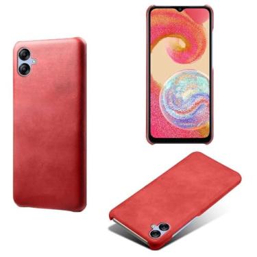 Imagem de Capa para Samsung Galaxy A04e,Proteção contra quedas,Casca de volta de cor sólida simples,Design de couro de imitação de plástico-Red