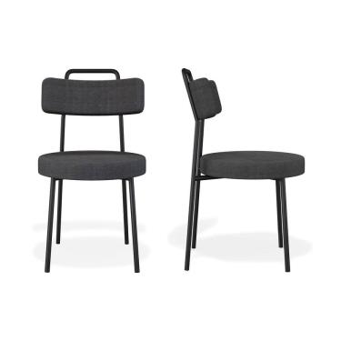 Imagem de Conjuto 2 Cadeiras Ster Fixa Linho Grafite - Vallisa Decor