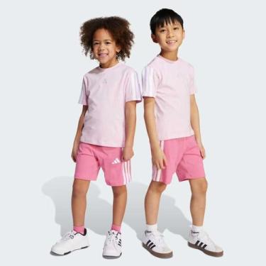 Imagem de Conjunto Adidas Essentials 3 Stripes Infantil Rosa, 8 ANOS