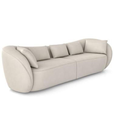 Imagem de Sofá 3 Lugares Para Sala Living Orgânico 212cm Eça P08 Veludo Bege - L