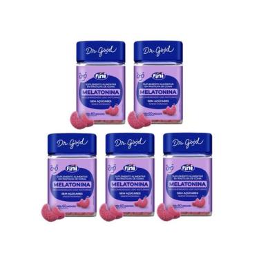 Imagem de Kit 5 Melatonina Em Gomas Sabor Morango 60 Unidades - Fini