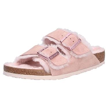 Imagem de Birkenstock Sandália unissex Milano Shearling Suede Light Rose 6 W/4 M EUA