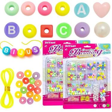 Imagem de Kit 2 Brinquedos Miçangas Letras c/ linha Fazer Biju 400pçs - Miki Toy