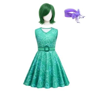 Imagem de Dressy Daisy Conjunto de fantasia de festa de aniversário para meninas com nojo de Halloween com peruca verde tamanho 2 a 3 anos, verde