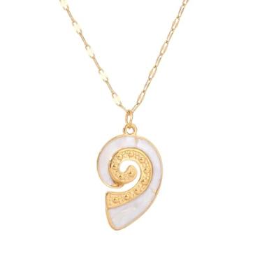 Imagem de LLYANZ Colar de aço inoxidável com pingente de caracol marinho tartaruga marinha 45 + 5 cm, normal, Aço inoxidável, Sem Pedra Preciosa