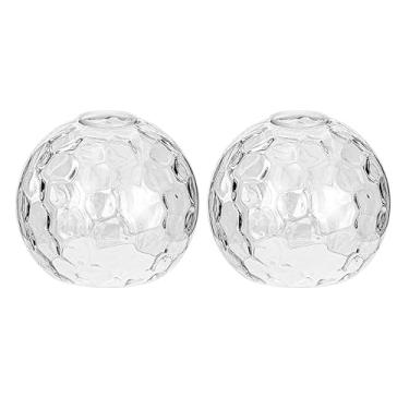 Imagem de Pacote com 2 persianas transparentes de vidro martelado, cortinas de vidro globo de substituição para luminárias com lustre e pingentes de arandelas de parede