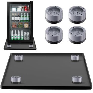 Imagem de Tapete de silicone para mini geladeira com 4 elevadores de base, 50,8 x 50,8 cm x 1,8 cm sob o tapete da geladeira, a bandeja coletora da mini geladeira evita vazamentos de água do aparelho, para