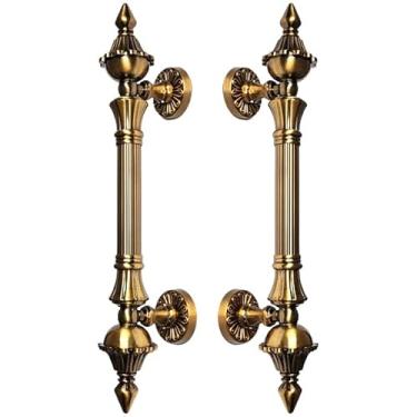 Imagem de Puxador Duplo Classic 335mm Porta Pivotante Correr Passagem Madeira Vidro Colonial Clássico Rústico Retrô Máxima Metais (Ouro Velho)