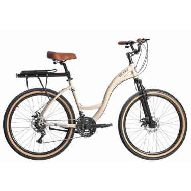 Imagem de Kit Bicicleta BLITZ Aro 26 Comodo Alumínio Urbana SH 21v Freio á Disco + Bagageiro e Cadeado (Bege, 18)