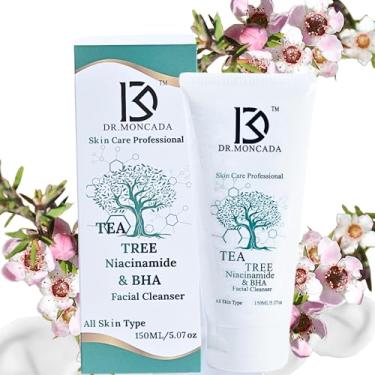 Imagem de DR. MONCADA Óleo de melaleuca, sabonete facial de melaleuca, lavagem facial esfoliante suave, ácido salicílico, desentupidor de poros 2% bha líquido esfoliante de limpeza para a pele, não seca