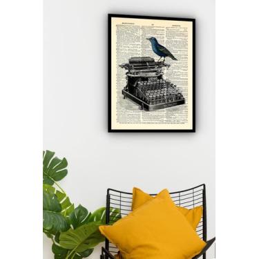 Imagem de Quadro Decorativo Pássaro Máquina De Escrever - 70X50Cm - Quadros On-L