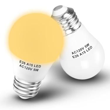 Imagem de Lâmpada LED 5W 120V A15 2700K branco quente suave equivalente a 40 watts E26 base média LED poupança de energia lâmpadas domésticas para quarto, sala de estar, pátio, varanda, ventilador de teto