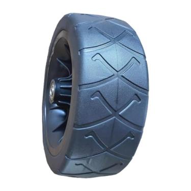 Imagem de Fenteer Roda sólida de PVC para carrinhos utilitários de jardim com rolamentos, peças de reposição, acessório leve e versátil, ajuste universal, giro de 360°, Preto 19x7cm