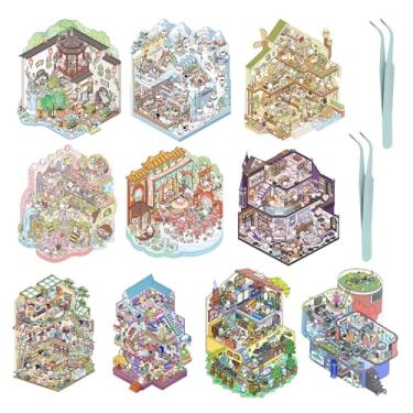 Imagem de 10 Pcs 3D Sticker Scene, Creative 3D House Stickers, Funny Cute DIY Miniature Sticker for Adult Children to Reduce Stress and Pass The Time, Cute Make Your Own House Stickers for Gifts