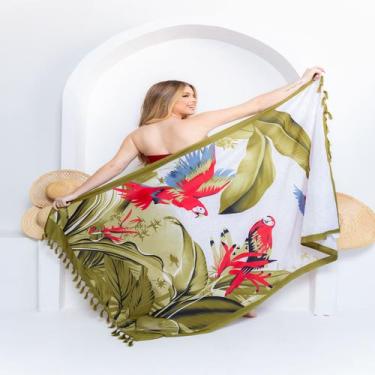 Imagem de Canga De Praia Poliéster Estampado Arara 1,15x1,70 C33 - Deeyaa Indian