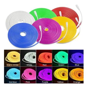 Imagem de 2X Fita Led Neon 5M Mangueira Corte2,5Cm Alto Brilho + Fonte