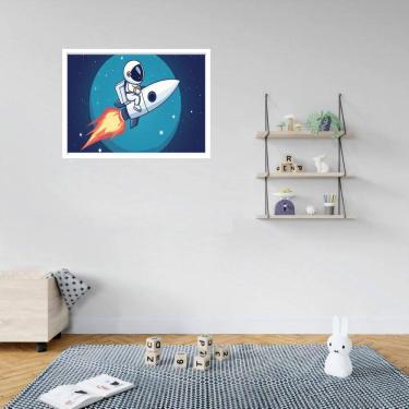 Imagem de Quadro Decorativo Astronauta Foguete Espaço - 50X70Cm