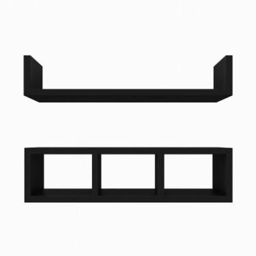 Imagem de Kit Nichos De Parede Madeira Mdf Moderno Prateleira - Preto - D Inovar