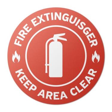 Imagem de 101SIGNCITY - Decalques de vinil de 43 x 43 cm, pacote com 2, "Extintor de incêndio: mantenha a área limpa" – Revestimento chanfrado antiderrapante para superfícies lisas, etiquetas de piso vermelhas