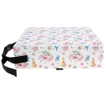 Imagem de Assento elevatório infantil, almofada de elevação macia com cinto de segurança, almofada de cadeira antiderrapante com capa removível portátil de espuma de alta densidade assentos elevatórios para