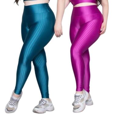 Imagem de KIT 2 Calça Legging Plus Size New Zig 3D Serra e Mar Poliamida Cós Alto Musculação Moda Fitness-Feminino
