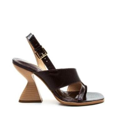 Imagem de Sandalia Cecconello Couro Marrom Salto Alto-Feminino