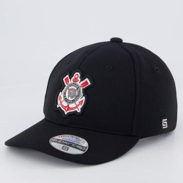 Imagem de Boné Corinthians 6 Gomos Escudo Infantil Preto - Supercap, Único