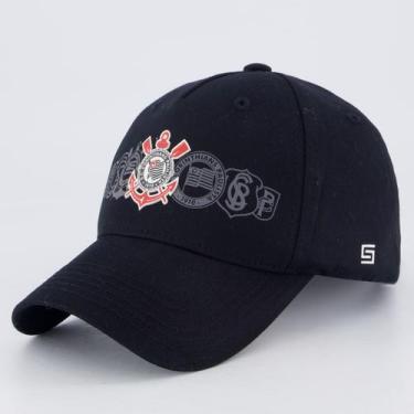 Imagem de Boné Corinthians Americano Escudos Preto - Supercap, Único