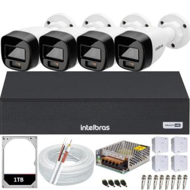 Imagem de Kit 4 Câmeras Intelbras Colorido Noite Dvr 8 Canais Hd 1Tb