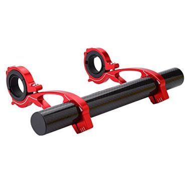 Imagem de aqxreight Extensor do Guidão de Bicicleta para Montagem e Montagem do Farol - Instalação Leve, Fácil, Versátil (Tubo de carbono de 20 cm vermelho)