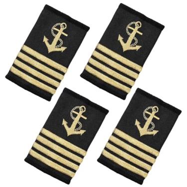 Imagem de CREATCABIN 4 peças de tabuleiros de ombro âncora dourada com quatro barras barras de uniforme profissional placa de ombro distintivo listras douradas capitão marinheiro sliders para cosplay dia das