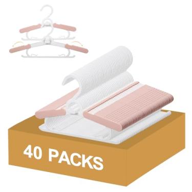 Imagem de YeJieYJ Cabides de armário de bebê, antiderrapantes e extensíveis, para roupas de bebê, 40 peças, cabide de plástico ajustável de 28 a 38 cm para meninas, meninos, crianças e crianças (rosa)
