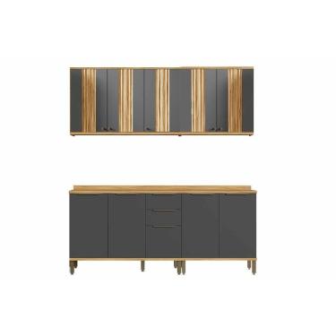 Imagem de Cozinha Modulada Ronipa Sauvignon Sauvignon 4 Peças (2Aéreos+2Balcões) C4P246 Amendoa/Chumbo - Ronipa