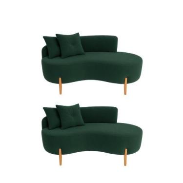 Imagem de Kit 02 Sofá Orgânico 2 Lugares C/2 Almofadas Curvo Sala Recepção Luna 