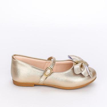 Imagem de Sapatilha Infantil Feminina Kidy Estilo Boneca Laço Dourado