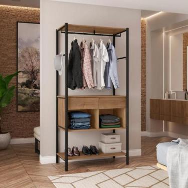 Imagem de Guarda Roupa Roupeiro Paris Expositor Pés de Metal - Straso, Carvalho