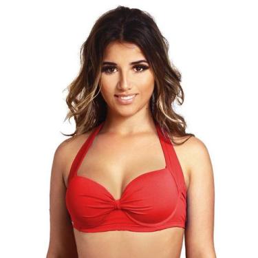 Imagem de Top de biquini plus size meia taça com bojo - Estigma, G, Vermelho