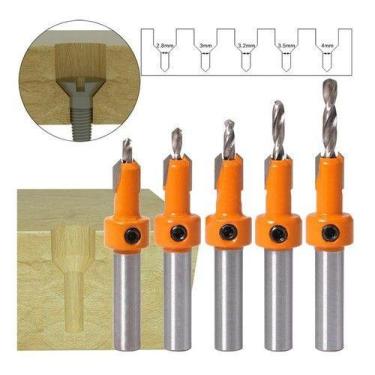 Imagem de Kit De Broca Escareadora Rebaixo De Parafuso Em Madeira Com Limitador 