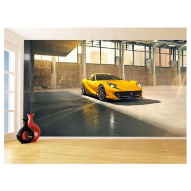 Imagem de Papel De Parede Carro Ferrari Amarela Garagem 3,5M Car159